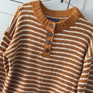 American Eagle mustard striped sweater